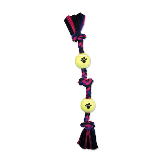Mammoth Pet Products 3 Knot Tug Dog toy w/4in Tennis Ball Multi-Color 1ea/20 in, MD Default Title