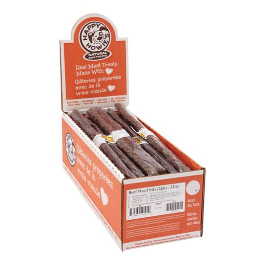 Happy Howie's Dog Beef Woof Stixs 2 Pack - 22 Count