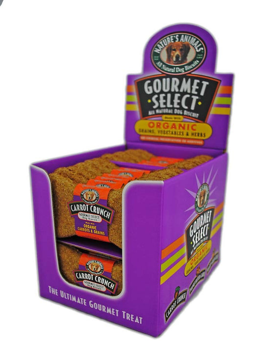 Natures Animals Gourmet Select Organic Bone Carrot Dog Treat Display 4 In; 24 Ct
