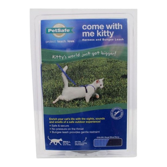 Petsafe Cat Come With Me Kitty Harness And Bungee Leash Royal Blue Small