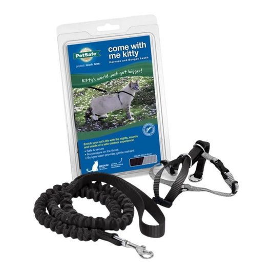 Petsafe Cat Come With Me Kitty Harness And Bungee Leash Black Medium
