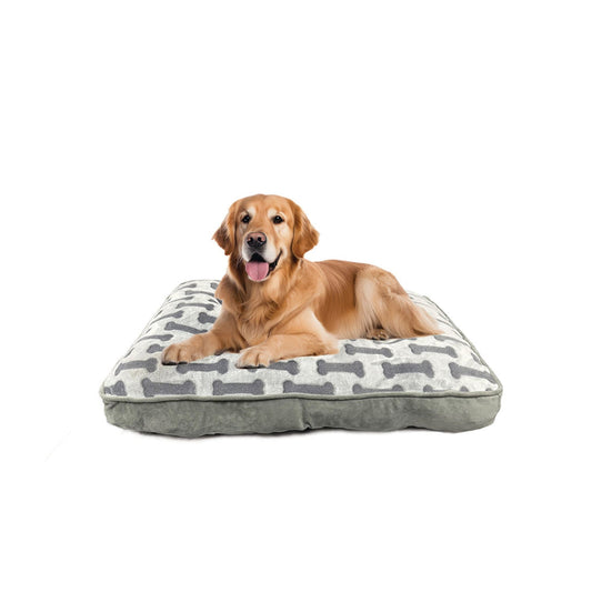 Ethical Pet Sleep Zone Luxe Bone Print Pillow 38? Light Gray