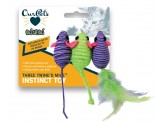 OurPets Three Twined Mice Catnip Toy Green; Purple 3 Pack