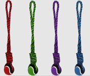 Multipet Nuts for Knots 20in Rope Tug Dog Toy With Tennis Ball Assorted 20in LG