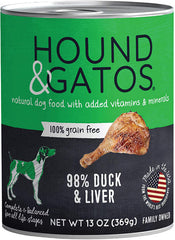 Hound and Gatos Dog Grain Free Duck and Liver 13oz. (Case of 12)