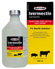 Ivermectin Inject, 1% Sterile, 50ml, Durvet