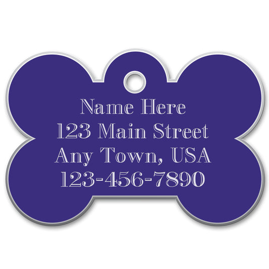 Small Bone Shaped Dog Tags Color: Purple