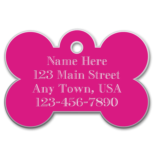 Small Bone Shaped Dog Tags Color: Pink
