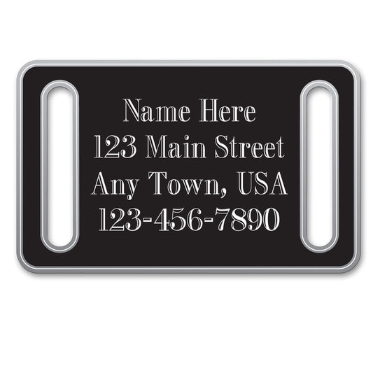 Placas de identificación para perros con forma de collar grande. Color: Negro.