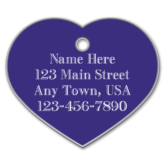 Large Heart Shape Dog Tags Color: Purple