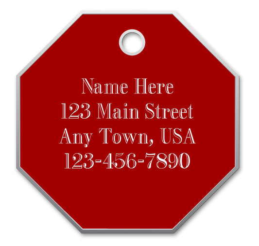 Large Stop Sign Dog Tags Color: Red