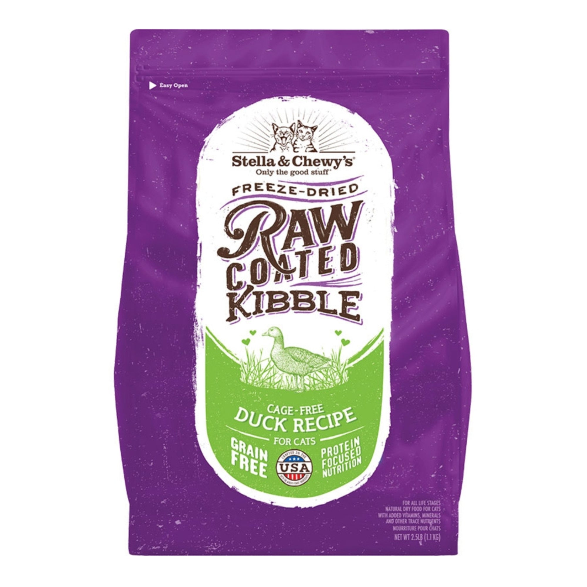 Stella & Chewys Cat Kibble - Raw Coated Cage Free Duck Recipe 5Lbs