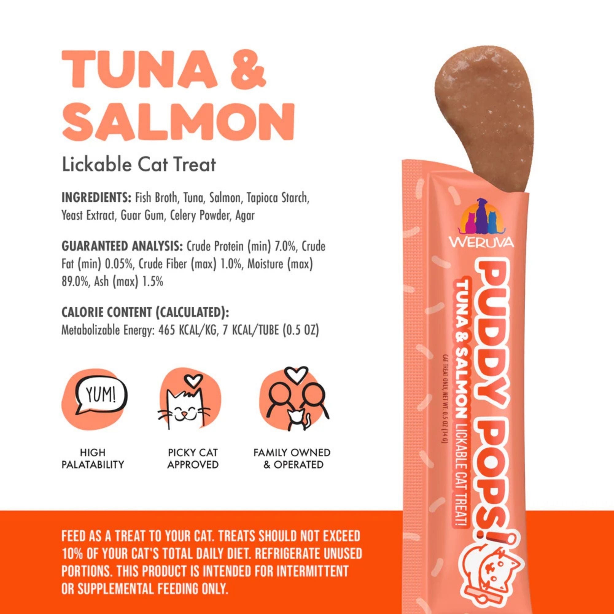 Weruva Cat Puddy Pops Lickable Treat Tuna & Salmon - (Pack of 5)