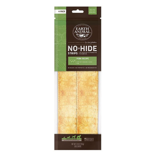 Earth Animal Dog No Hide Strips Pork 4 Pack Default Title