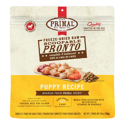 Primal Dog Freeze-Dried Pronto Puppy Chicken Salmon 25oz.