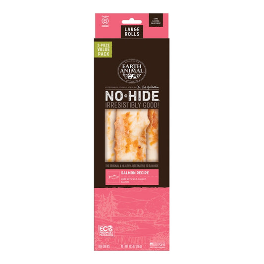EARTH ANIMAL DOG NO-HIDE SALMON ROLLS LARGE VALUE 3 PACK