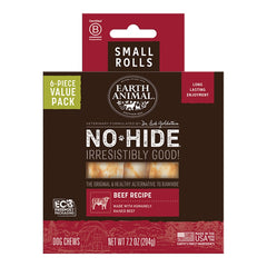 EARTH ANIMAL DOG NO-HIDE BEEF ROLLS SMALL VALUE 6 PACK