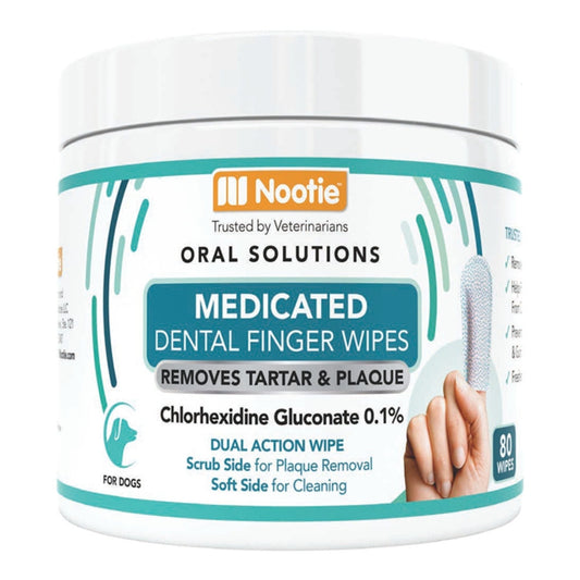 Nootie Dog Medicated Dental Finger Wipes - 80 Count
