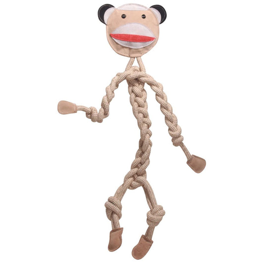Hugglehounds Dog Rope Knottie Stuey Sock Monkey Large - 17 Inches
