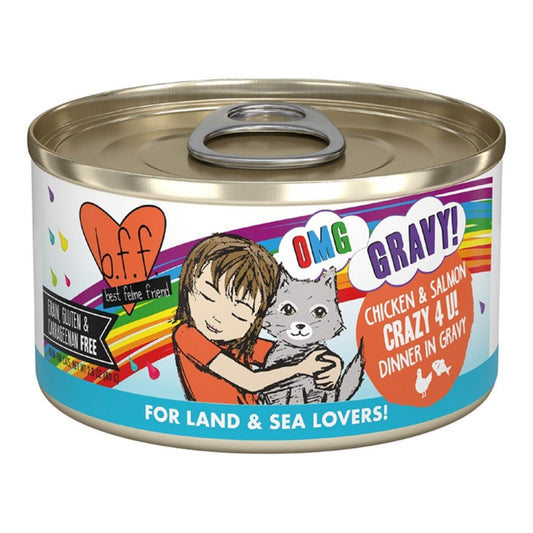 BFF Cat Omg Gravy Crazy 4 U Chicken & Salmon 2.8oz. - (Case of 12)