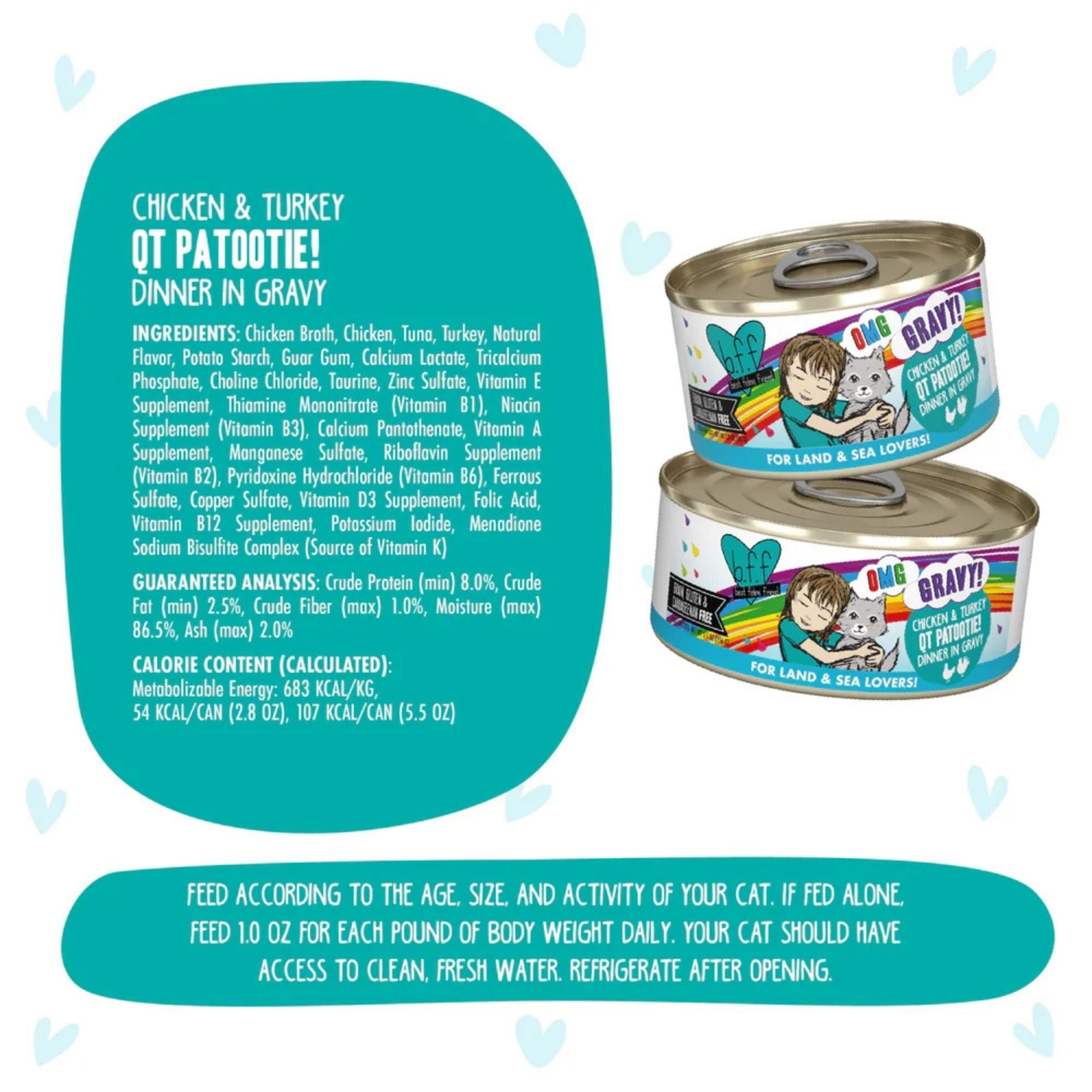 BFF Cat Omg Gravy Qt Patootie Chicken & Turkey 5.5oz. - (Case of 8)