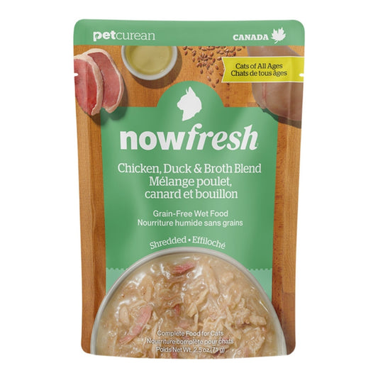 Now Fresh Cat Grain Free Shredded Chicken + Duck Broth Blends 2.5oz. (Case of 24)