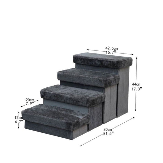 PetPals 2in1 4-Level Pet Stairs Charcoal 17 in