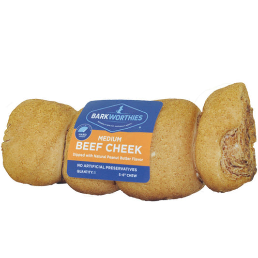 Barkworthies Beef Cheek Roll Dipped in Peanut Butter Dog Treat 1ea/MD