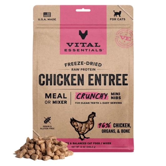 Vital Essentials Cat Freeze-Dried Raw Grain Free Chicken Entree Mini Nibs 12oz.