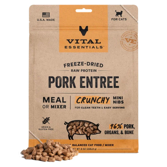Vital Essentials Cat Freeze Dried Mini Nibs Pork 8oz.