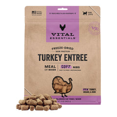 Vital Essentials Cat Freeze-Dried Raw Grain Free Turkey Entree & Mixer Soft Nibs 12oz.