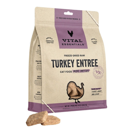 Vital Essentials Cat Freeze Dried Mini Patties Turkey 8oz.