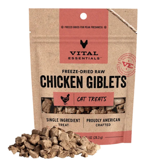 Vital Essentials Cat Freeze-Dried Grain Free Chicken Giblets Treats 1oz.