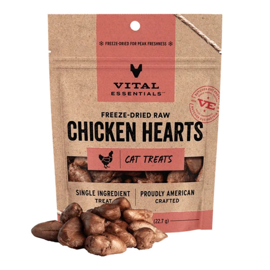 Vital Essentials Cat Freeze-Dried Grain Free Chicken Hearts Treats 0.8oz.