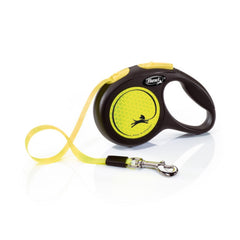 Flexi Classic Retractible Neon Reflective Tape Leash Black/Neon Yellow, 1ea/XS, 10 ft Default Title