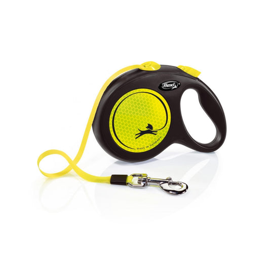 Flexi Classic Retractible Neon Reflective Tape Leash Black/Neon Yellow, 1ea/LG, 16 ft Default Title