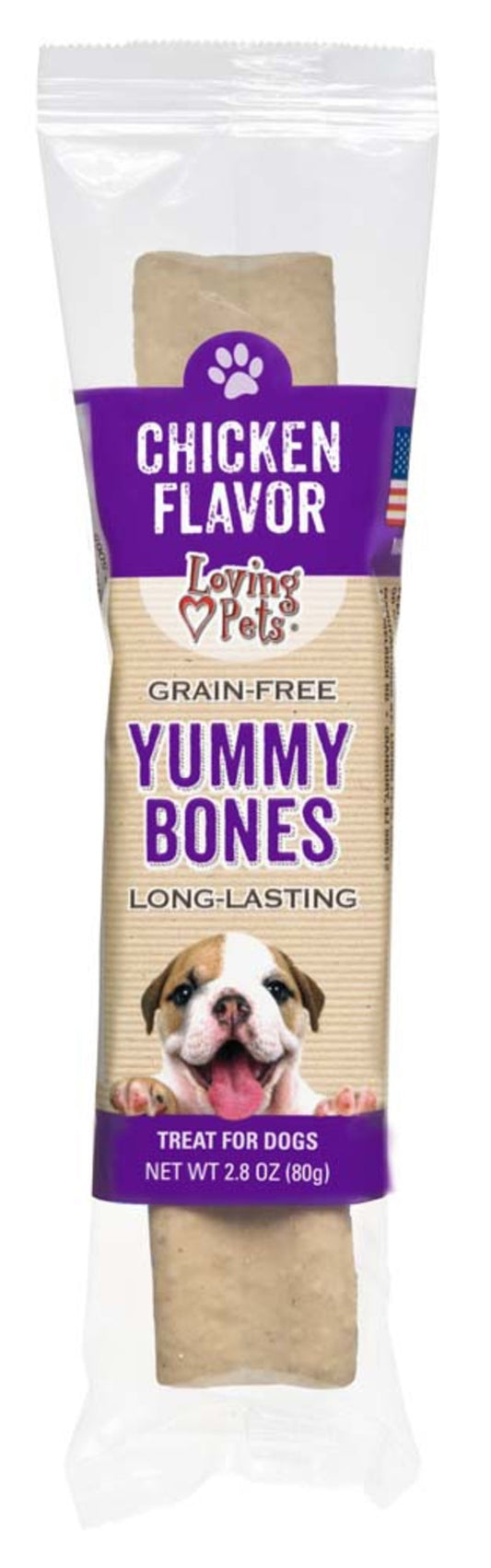 Loving Pet Yummy Bone Chicken Flavor Filled Dog Treat Wrapped 2.8oz