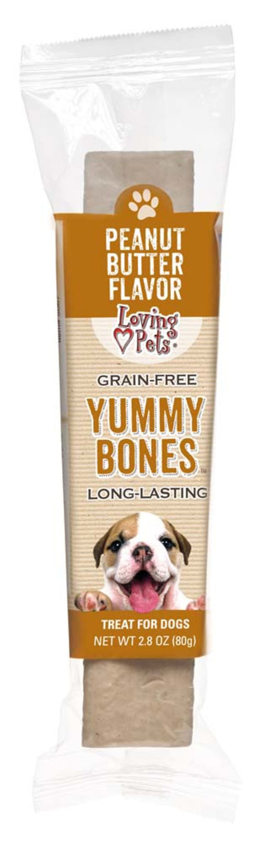 Loving Pet Yummy Bone Peanut Butter Flavor Filled Dog Treat Wrapped 2.8oz