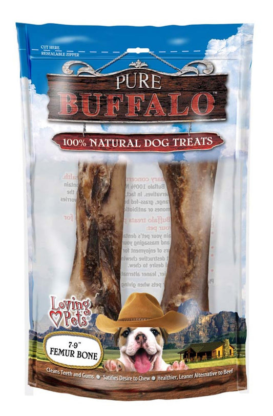 Loving Pets Pure Buffalo Femur Bones Dog Treat 2pk/7-9in