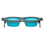 Loving Pets Travel Double Diner Dog Bowl Blue Medium