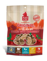 Plato Dog Strips Grain Free Turkey Cranberry 6oz.
