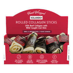 Icelandic Dog Beef Collagen Stick With Fish 4 Inch - 12 Count Display