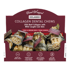 Icelandic Dog Fish Wrapped Beef Collagen Dental Chew 4 Inch - 12 Count Display
