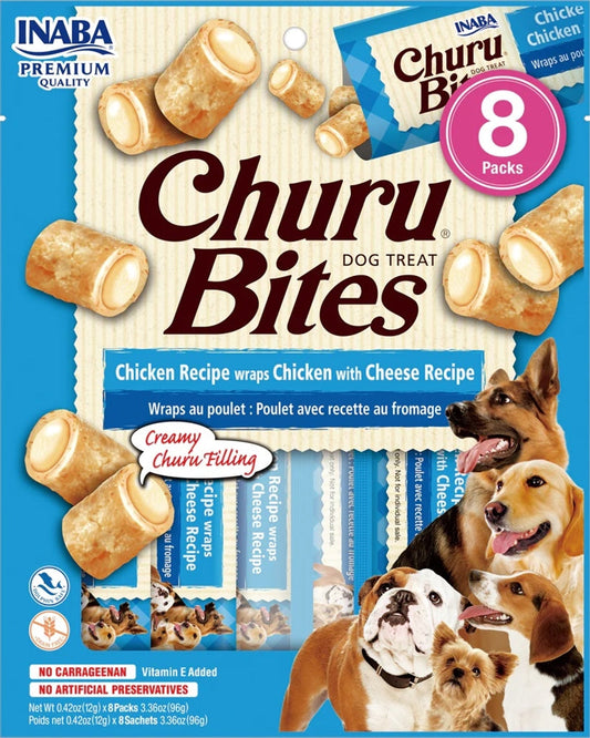 Inaba Dog Churu Bite Chicken Cheese Wraps 6Ct/3.36oz.