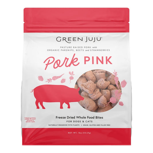 Green Juju Dog Freeze Dried Topper Pork Pink 18oz.