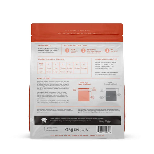 Green Juju Dog & Cat Freeze-Dried Raw Grain Free Limited Ingredient Diet Beef 14oz.