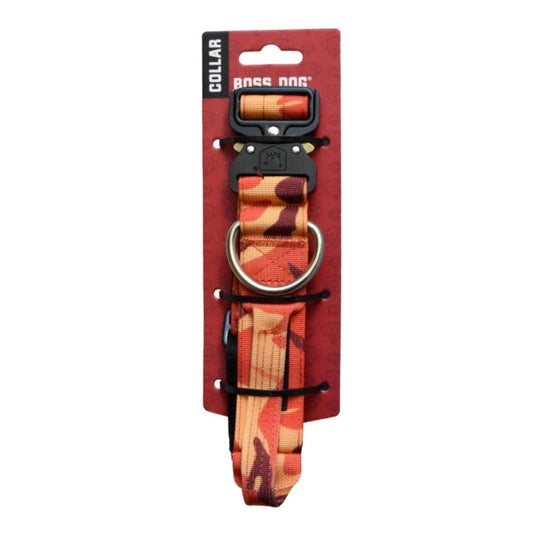 Boss Dog Tactical Adjustable Dog Collar Orange Camo, 1ea/XL, 2028 in