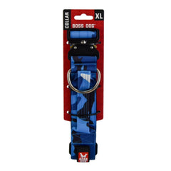 Boss Dog Tactical Adjustable Dog Collar Blue Camo, 1ea/XL, 2028 in