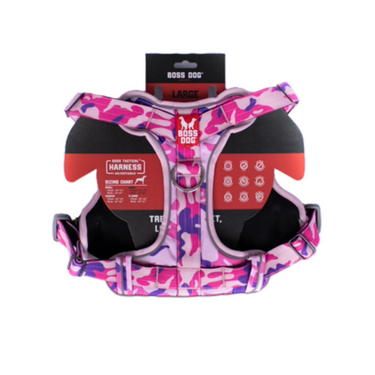 Boss Dog Tactical Dog Harness Pink Camo, 1ea/LG