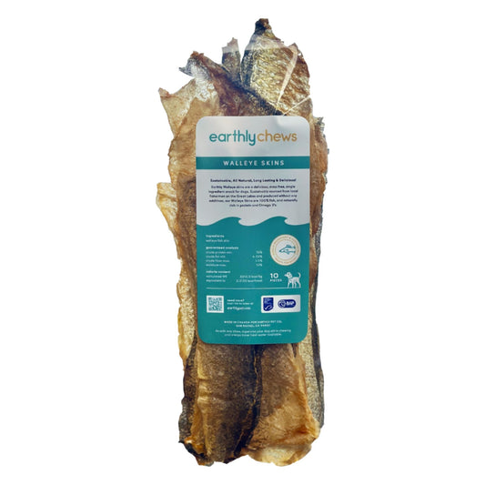 Earthly Dog Grain Free Folded Walleye Skin - 10 Count